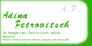 adina petrovitsch business card